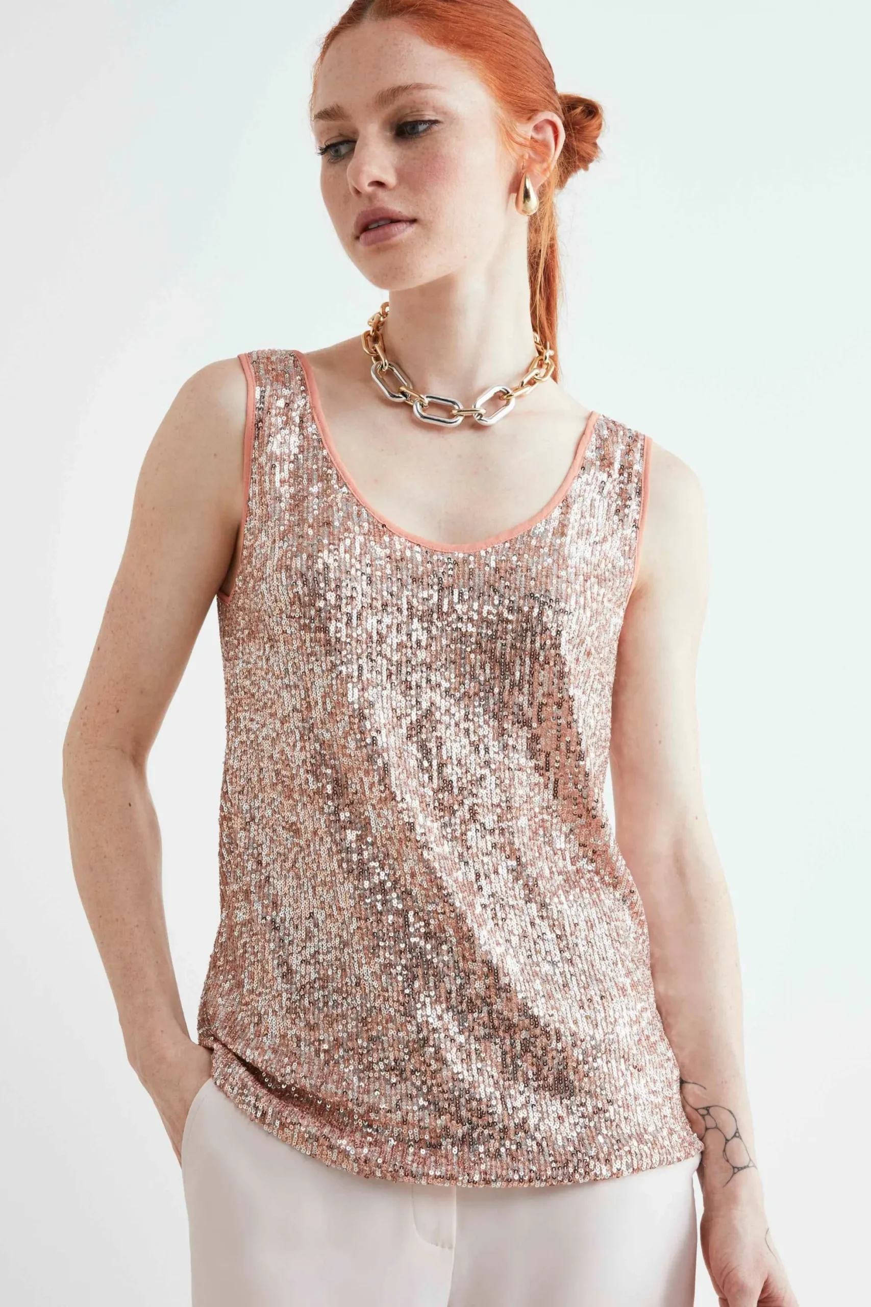 Top rosa con paillettes - ROSA