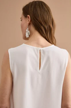 Top Smanicato da Cerimonia in Doppia Georgette - PANNA
