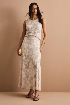 Top Smanicato in Tulle con Paillettes - ECRU