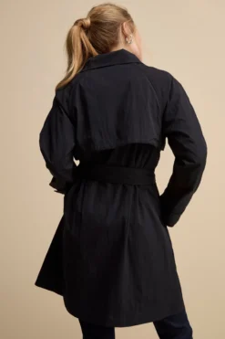 Trench Doppiopetto Midi con Cintura - NAVY