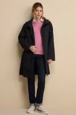 Trench Doppiopetto Midi con Cintura - NAVY