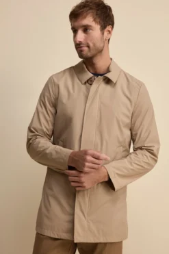 Trench Impermeabile con Zip e Bottoni - BEIGE