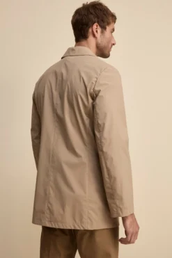 Trench Impermeabile con Zip e Bottoni - BEIGE