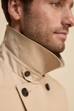 Trench midi doppiopetto con cintura - BEIGE