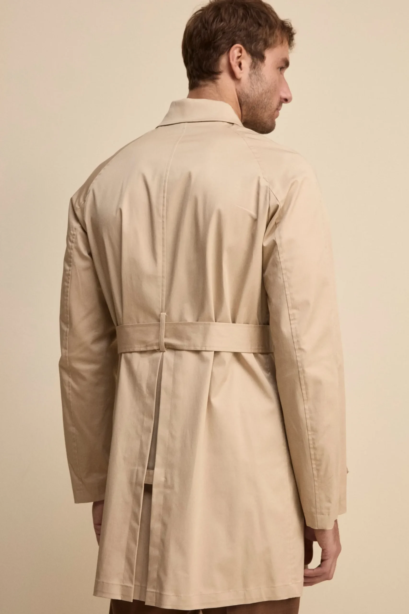 Trench midi doppiopetto con cintura - BEIGE