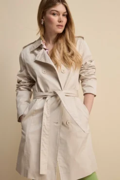 Trench Midi Doppiopetto con Cintura - AVORIO