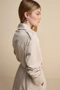 Trench Midi Doppiopetto con Cintura - AVORIO