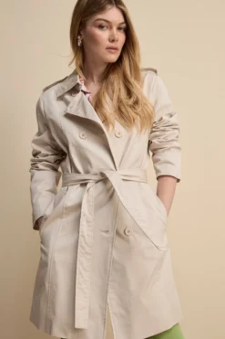 Trench Midi Doppiopetto con Cintura - AVORIO