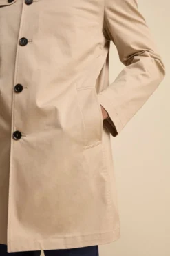 Trench Midi Monopetto in Cotone - BEIGE