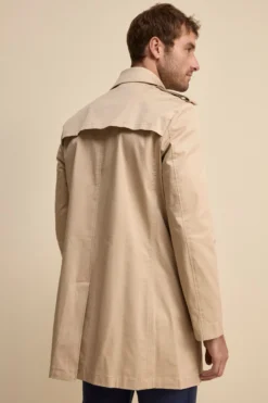 Trench Midi Monopetto in Cotone - BEIGE
