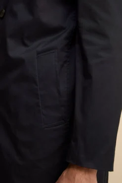 Trench Midi Monopetto in Cotone - NAVY