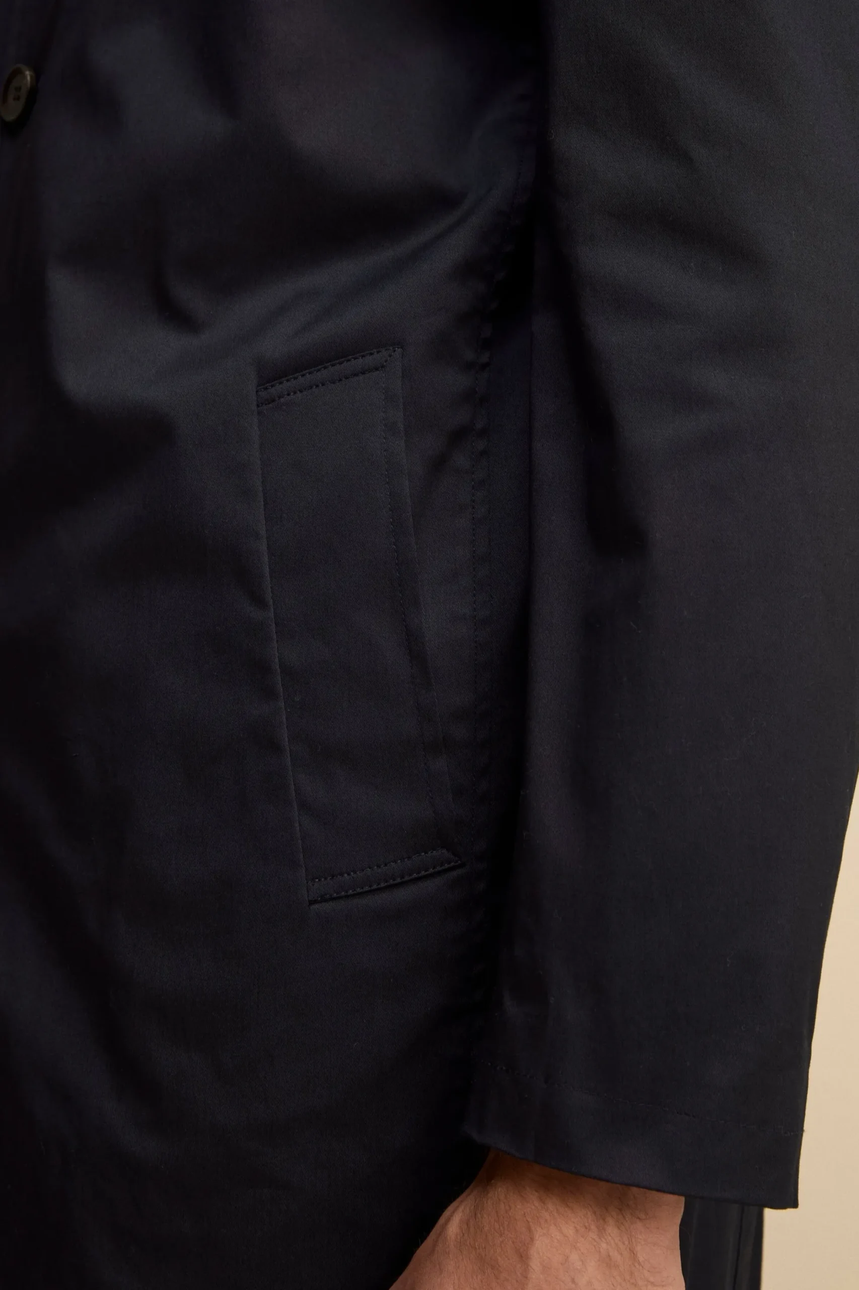 Trench Midi Monopetto in Cotone - NAVY