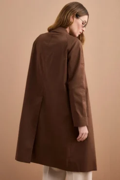 Trench Monopetto Foderato con Collo a Camicia - BRUCIATO