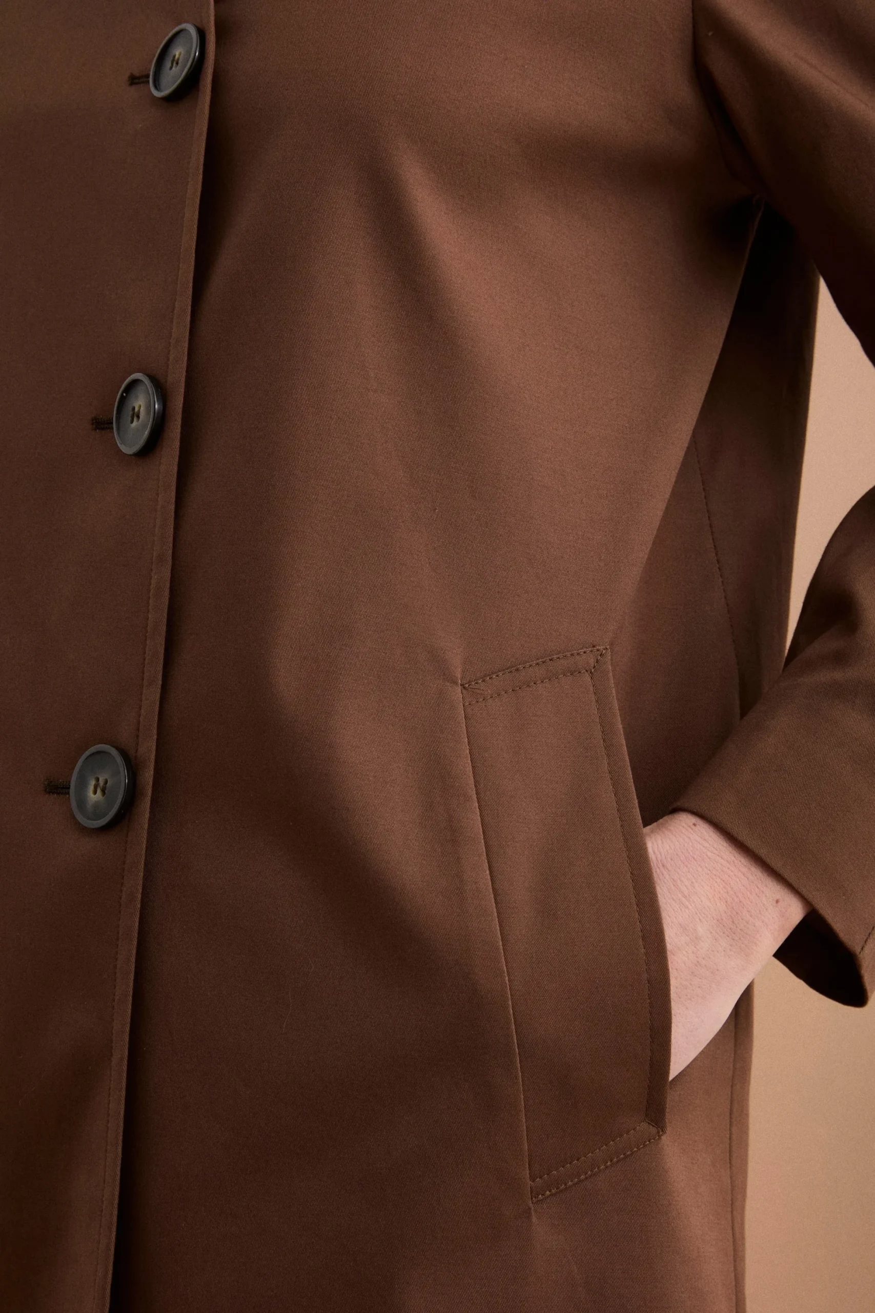 Trench Monopetto Foderato con Collo a Camicia - BRUCIATO