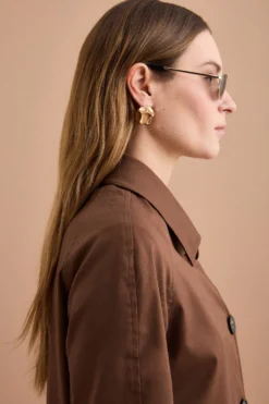 Trench Monopetto Foderato con Collo a Camicia - BRUCIATO