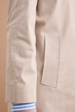 Trench Monopetto Foderato con Collo a Camicia - BEIGE