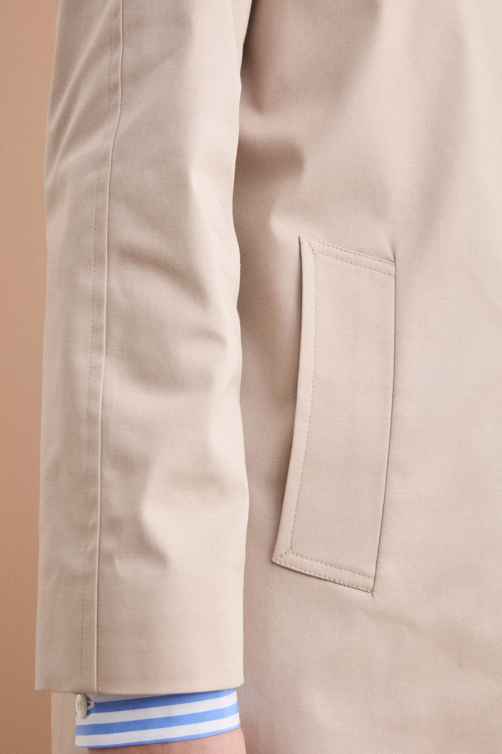Trench Monopetto Foderato con Collo a Camicia - BEIGE