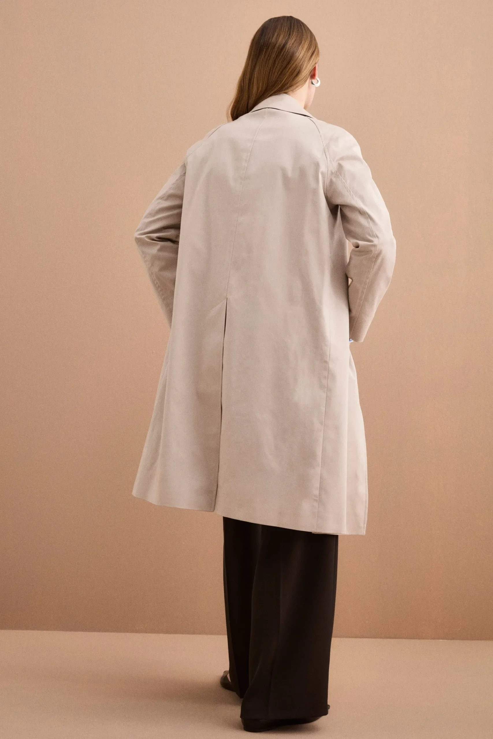Trench Monopetto Foderato con Collo a Camicia - BEIGE