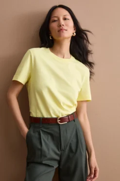 T-Shirt Boxy in Cotone - GIALLO CHIARO