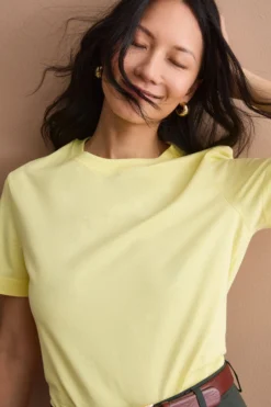 T-Shirt Boxy in Cotone - GIALLO CHIARO