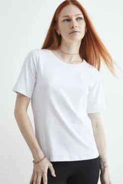 T-shirt girocollo da donna - BIANCO