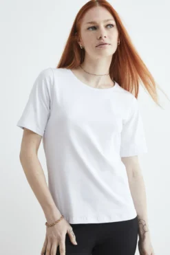 T-shirt girocollo da donna - BIANCO