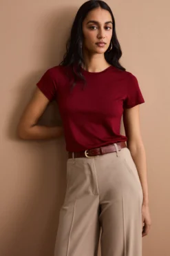 T-Shirt Girocollo in Lana Merino - BORDEAUX
