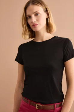 T-Shirt Girocollo in Lana Merino - NERO