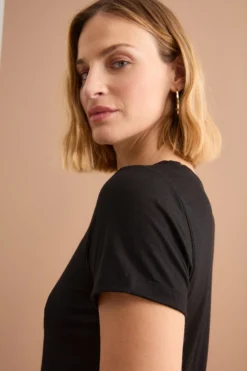 T-Shirt Girocollo in Lana Merino - NERO