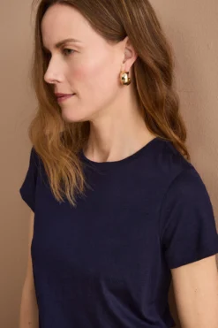 T-Shirt Girocollo in Lana Merino - BLU