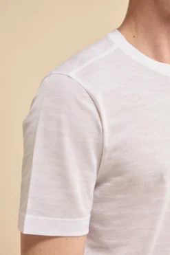 T-shirt in Filo di Scozia Motivo Jacquard - BIANCO