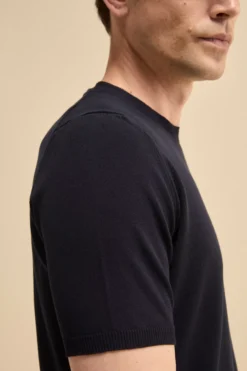 T-shirt in Maglia di Cotone Crêpe - BLU