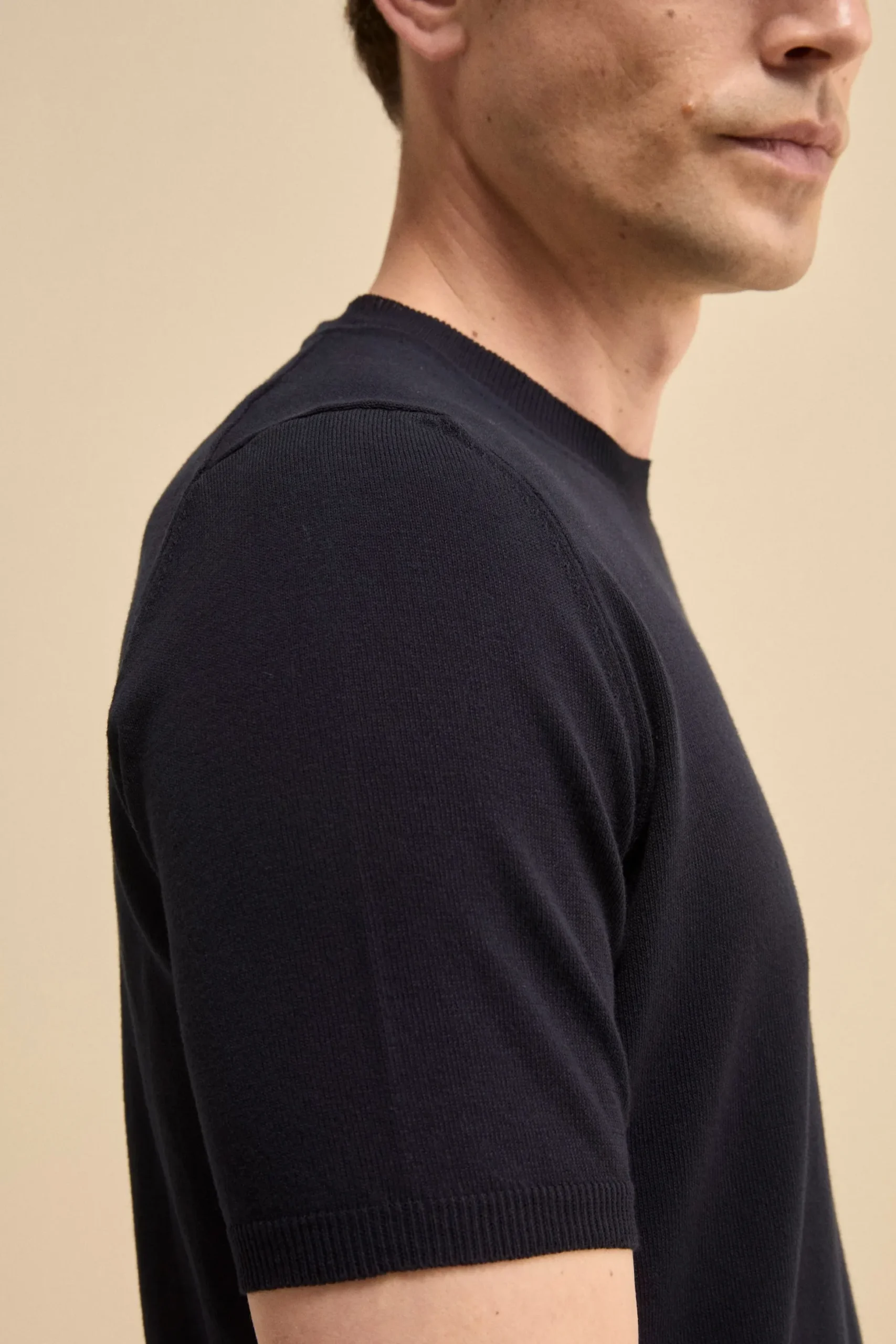 T-shirt in Maglia di Cotone Crêpe - BLU