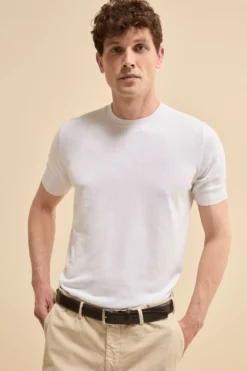 T-shirt in Maglia di Cotone Crêpe - BIANCO