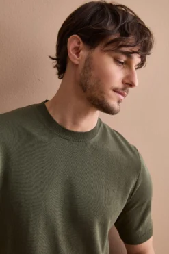 T-shirt in Maglia di Cotone Crêpe - VERDE MILITARE