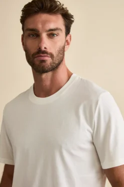 T-Shirt in Misto Cotone e Bambù - BIANCO