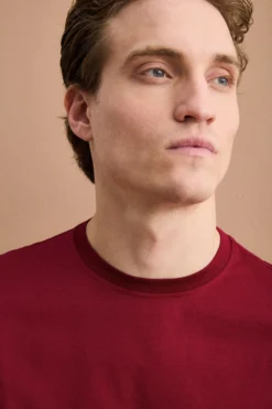 T-Shirt Slim in Filo di Scozia - BORDEAUX