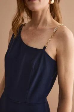 Tuta Elegante da Cerimonia in Cady con Strass - BLU